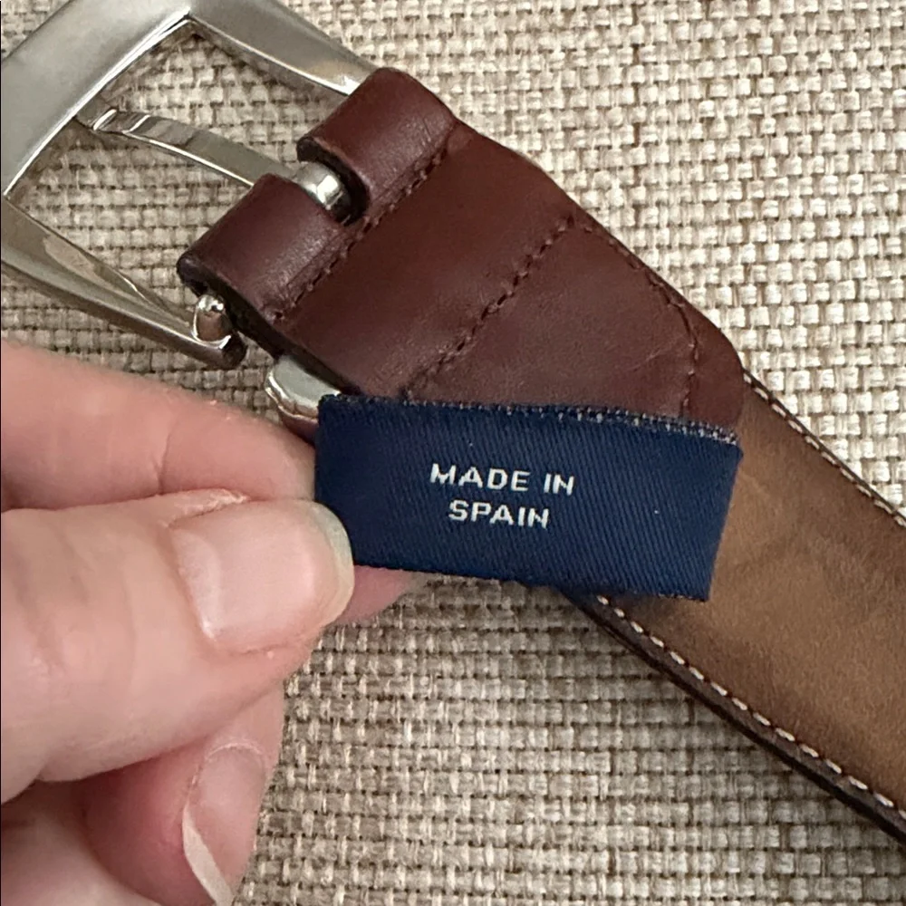 MEZLAN Crocodile Belt 1.25 Brown Exotic Leather Silver Buckle Western Dress Flaw